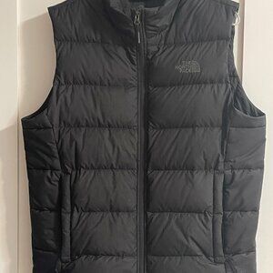 The North Face Vest Men Medium Black Down Puffer 550 Fill Full Zip Excellent